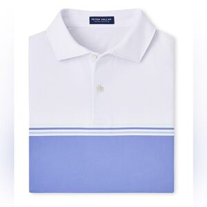 Peter Millar White Holland Performance Jersey Polo MF24XK09E Golf Striped
